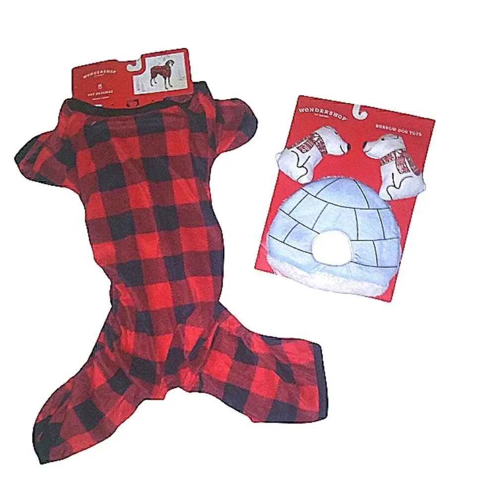 New Dog Plaid Pajama Burrow Dog Toys Clothes Lot Size M Polar Bears…